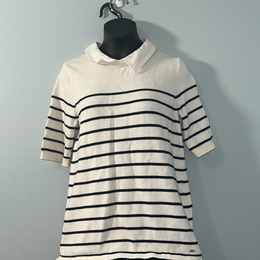• Tommy Hilfiger Collar Top White & Navy